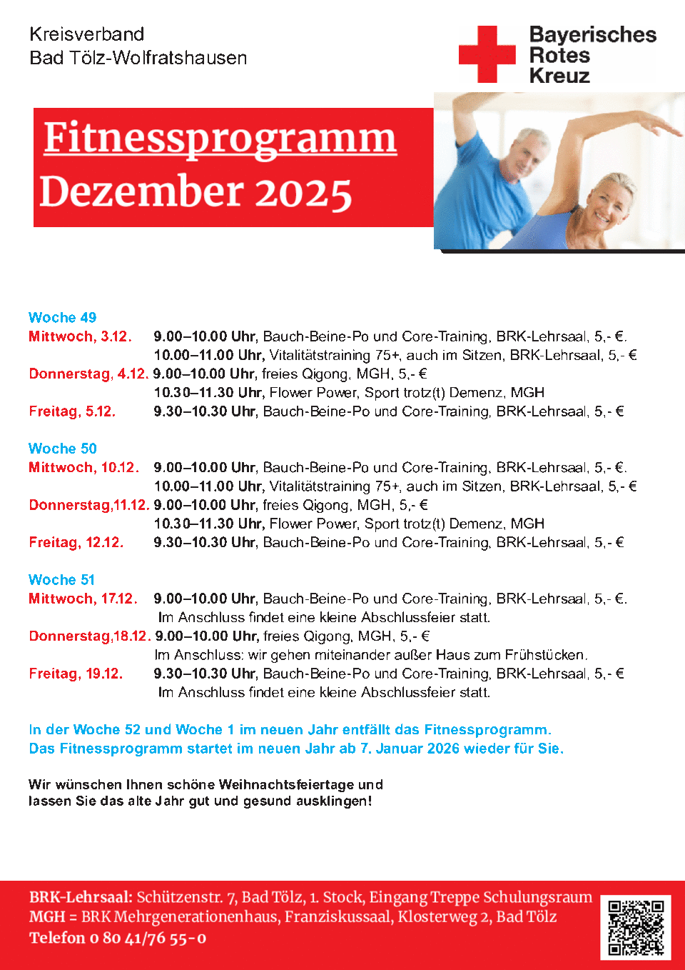 BRK Fitnessprogramm für Senioren in Bad Tölz und Umgebung.