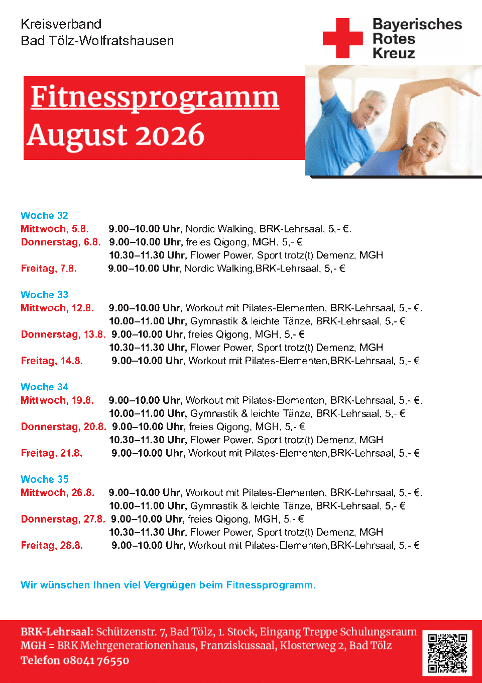 MGH Bad Tölz Bewegungsprogramm August
